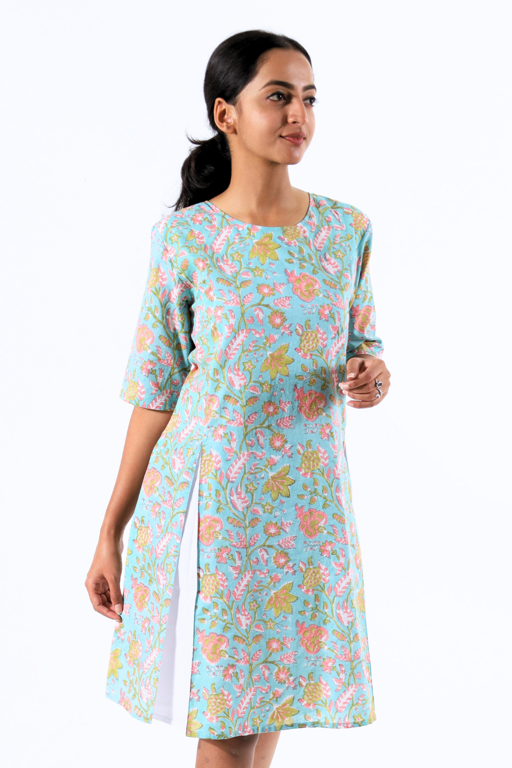 Floral Hand Block Printed Dress – Inaraa