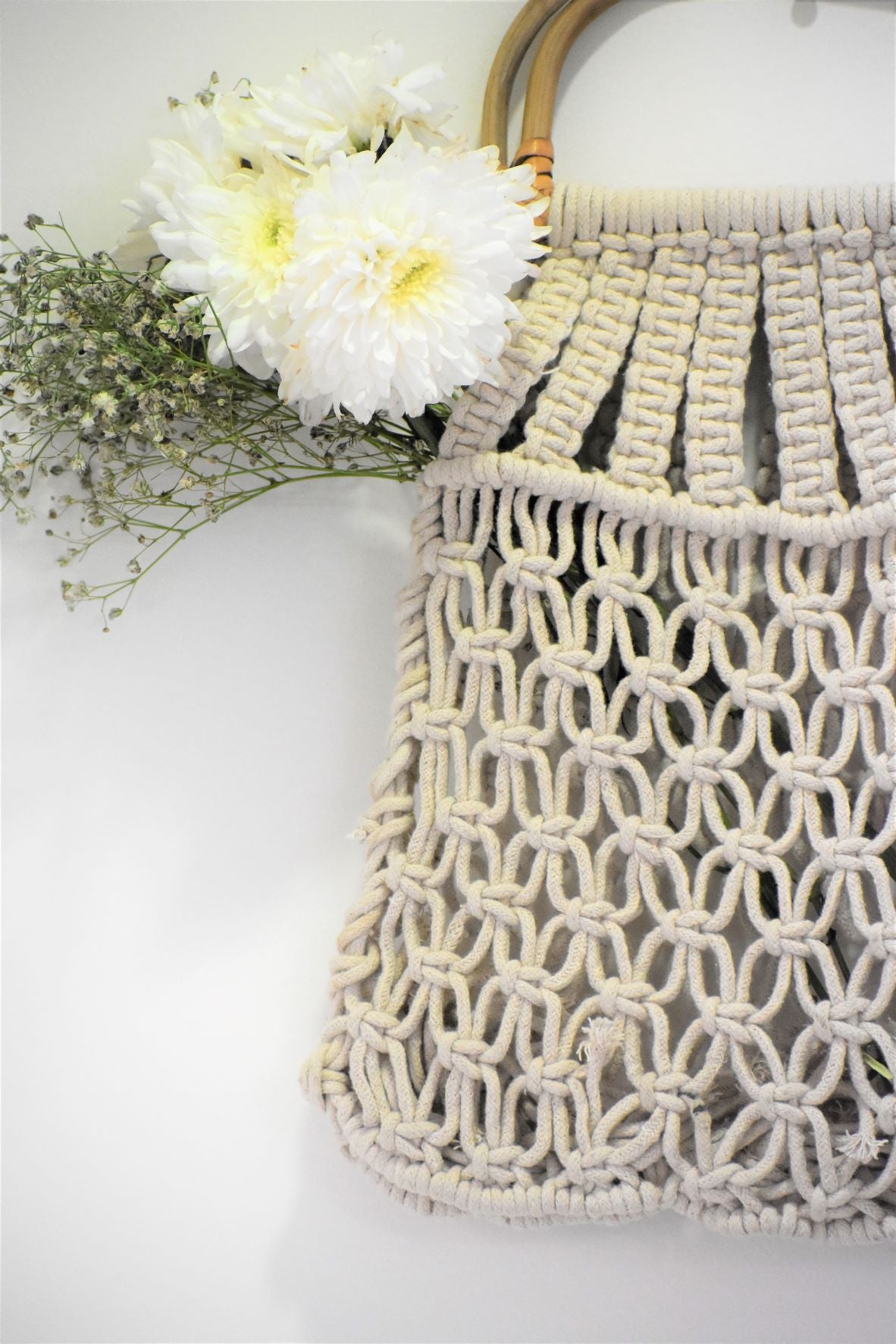 Handmade Macrame Cotton Sling bag – Natural Cotton - WLS Decore